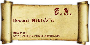 Bodoni Miklós névjegykártya
