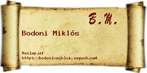 Bodoni Miklós névjegykártya